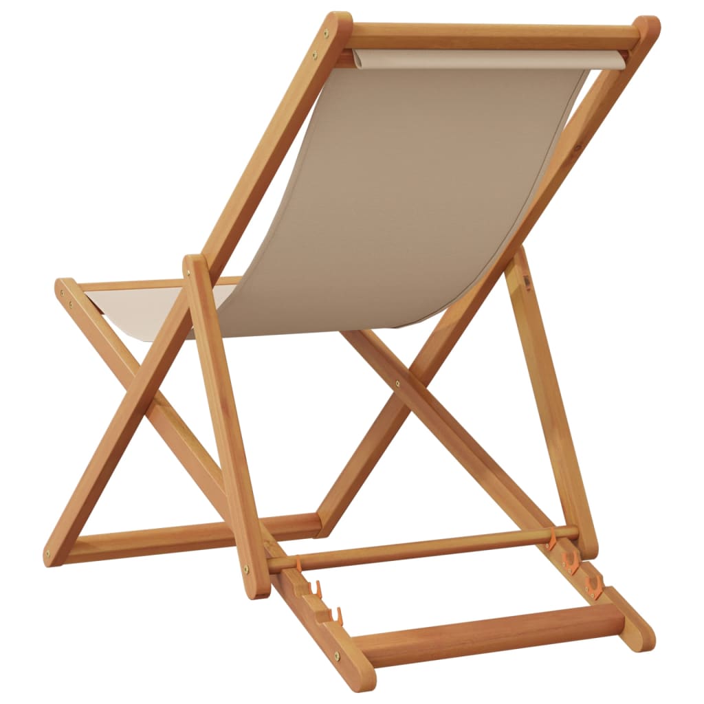 Sedie da Spiaggia Pieghevoli 2 pz Beige in Tessuto e Legno | homemem39