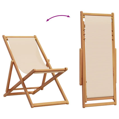Sedie da Spiaggia Pieghevoli 2 pz Beige in Tessuto e Legno | homemem39