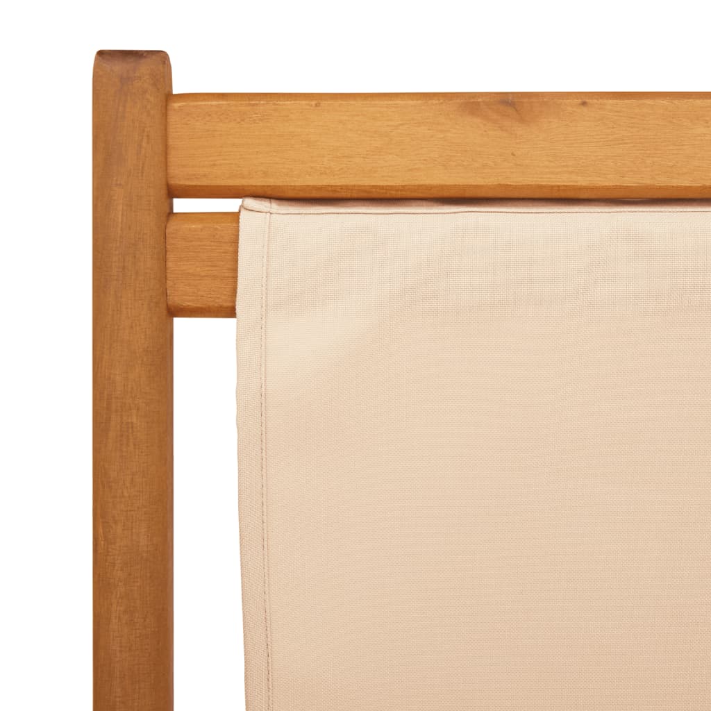 Sedie da Spiaggia Pieghevoli 2 pz Beige in Tessuto e Legno | homemem39