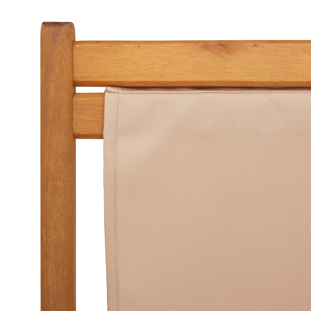 Sedie pieghevoli, 2 pezzi, in tessuto color tortora e legno massello