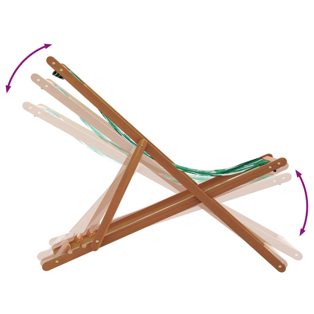 Sedie da Spiaggia Pieghevoli 2 pz Motivo Foglie Tessuto e Legno - homemem39