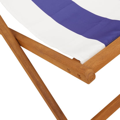 Sedie da Spiaggia Pieghevoli 2 pz Blu e Bianco Tessuto e Legno | homemem39
