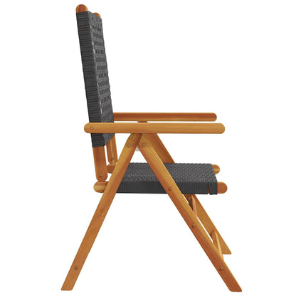 Sedie Giardino Reclinabili 4pz Nere Polyrattan e Legno Massello | homemem39