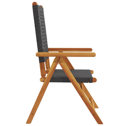 Sedie Giardino Reclinabili 6pz Nere Polyrattan e Legno Massello | homemem39