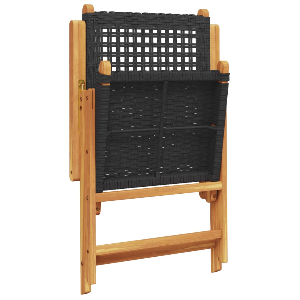 Sedie Giardino Reclinabili 6pz Nere Polyrattan e Legno Massello | homemem39