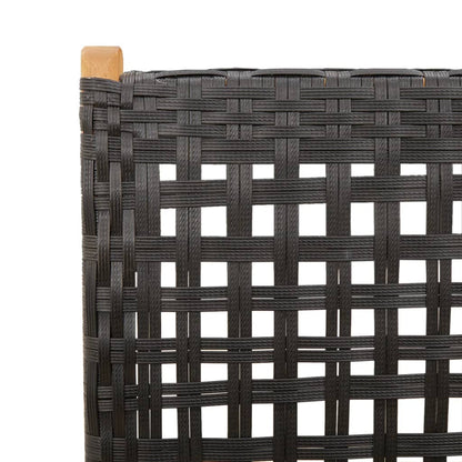 Sedie Giardino Reclinabili 6pz Nere Polyrattan e Legno Massello | homemem39