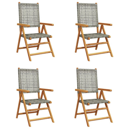 Sedie Giardino Reclinabili 4pz Grigie Polyrattan Legno Massello | homemem39
