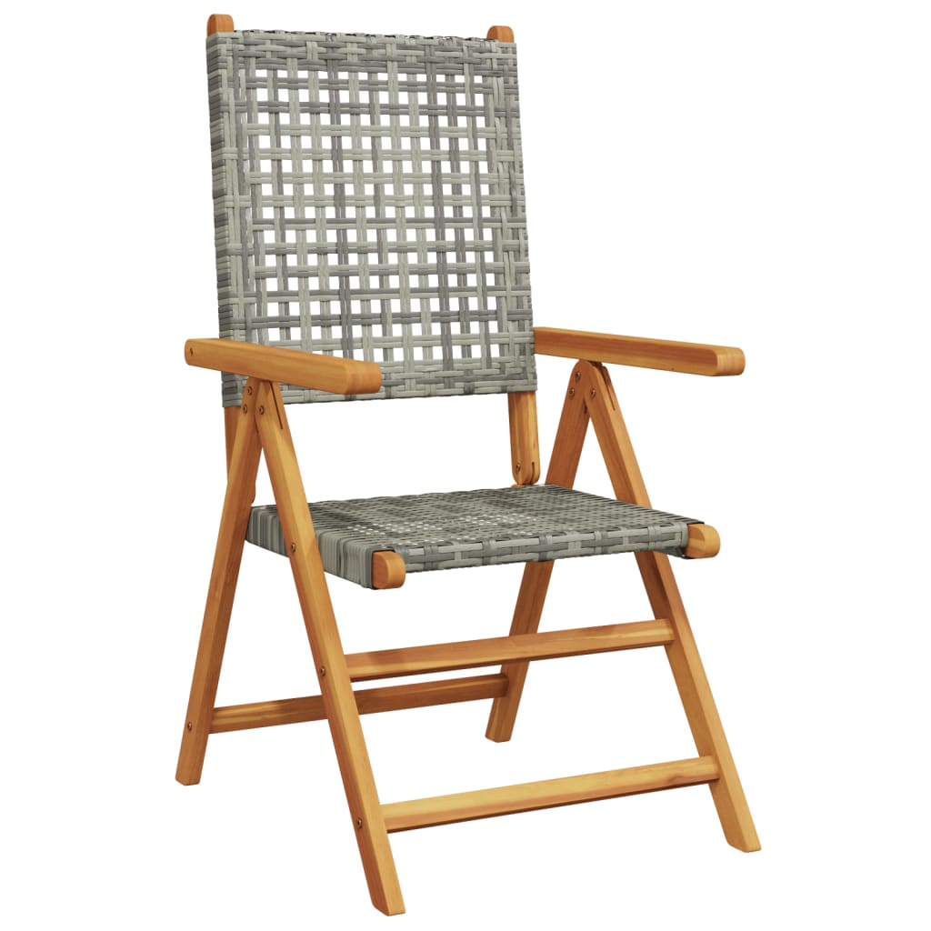 Sedie Giardino Reclinabili 4pz Grigie Polyrattan Legno Massello | homemem39