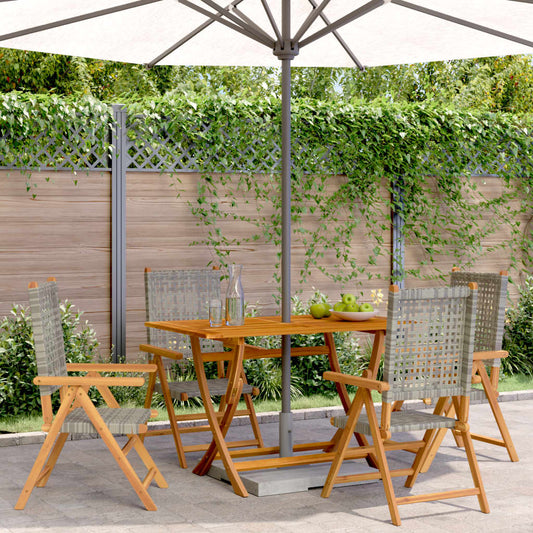 Sedie Giardino Reclinabili 4pz Grigie Polyrattan Legno Massello | homemem39