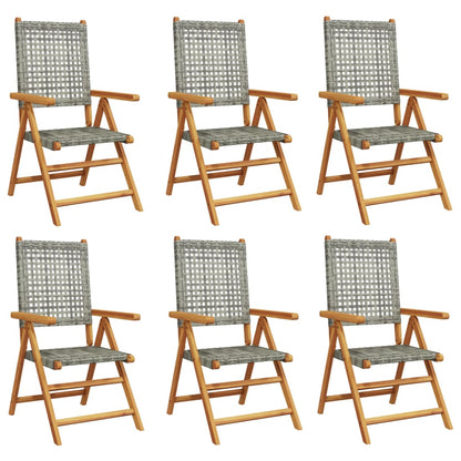 Sedie Giardino Reclinabili 6pz Grigie Polyrattan Legno Massello - homemem39