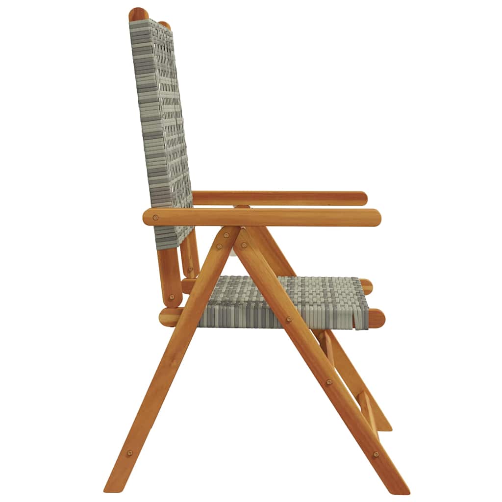 Sedie Giardino Reclinabili 6pz Grigie Polyrattan Legno Massello | homemem39