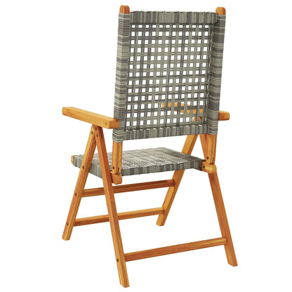 Sedie Giardino Reclinabili 6pz Grigie Polyrattan Legno Massello | homemem39
