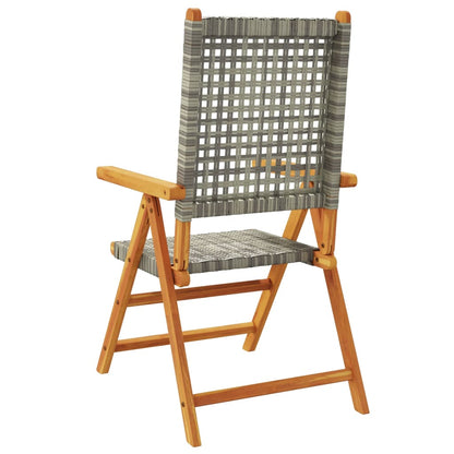 Sedie Giardino Reclinabili 8pz Grigie Polyrattan Legno Massello | homemem39