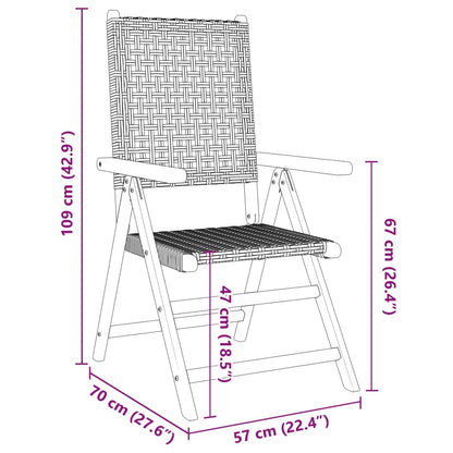 Sedie Giardino Reclinabili 8pz Grigie Polyrattan Legno Massello | homemem39