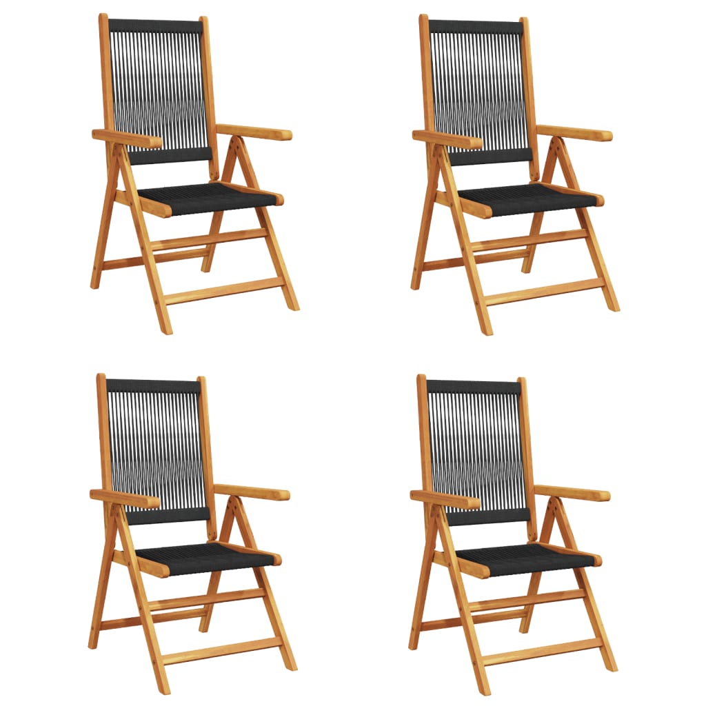 Sedie da Giardino Reclinabili 4pz Nere Legno Massello di Acacia | homemem39