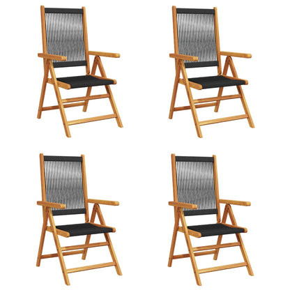Sedie da Giardino Reclinabili 4pz Nere Legno Massello di Acacia | homemem39