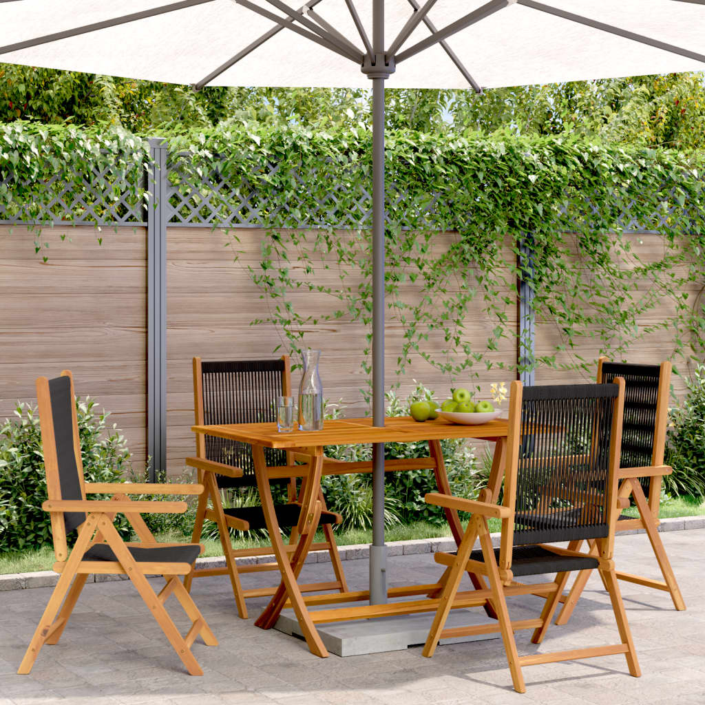 Sedie da Giardino Reclinabili 4pz Nere Legno Massello di Acacia | homemem39