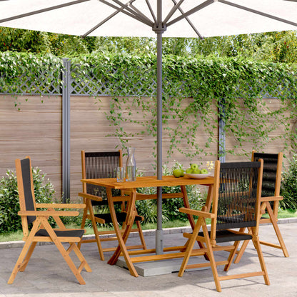 Sedie da Giardino Reclinabili 4pz Nere Legno Massello di Acacia | homemem39