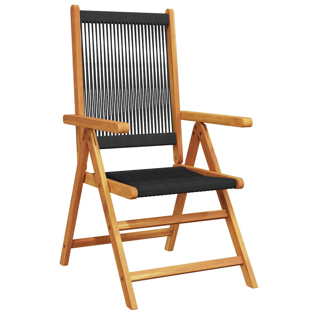 Sedie da Giardino Reclinabili 6pz Nere Legno Massello di Acacia | homemem39