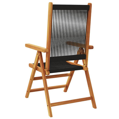 Sedie da Giardino Reclinabili 6pz Nere Legno Massello di Acacia | homemem39