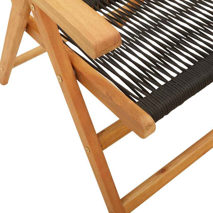 Sedie da Giardino Reclinabili 6pz Nere Legno Massello di Acacia | homemem39