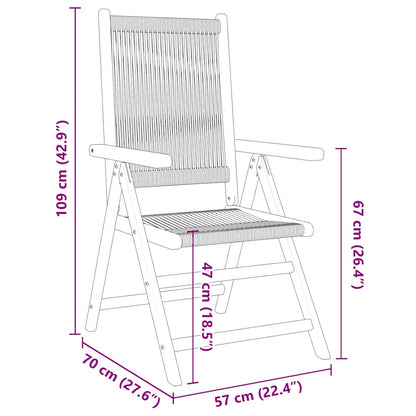 Sedie da Giardino Reclinabili 6pz Nere Legno Massello di Acacia | homemem39