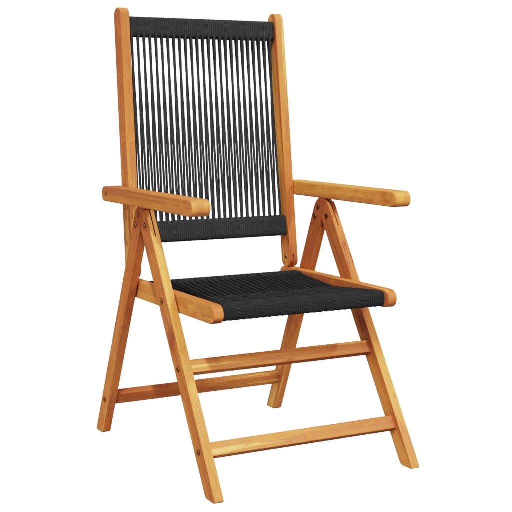 Sedie da Giardino Reclinabili 8pz Nere Legno Massello di Acacia | homemem39