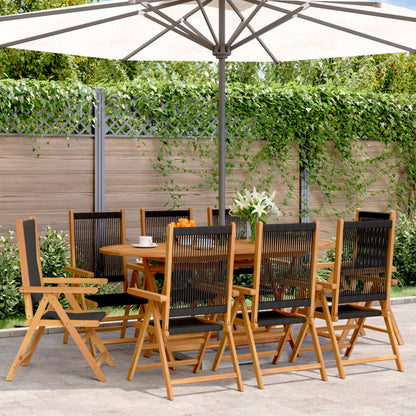 Sedie da Giardino Reclinabili 8pz Nere Legno Massello di Acacia | homemem39