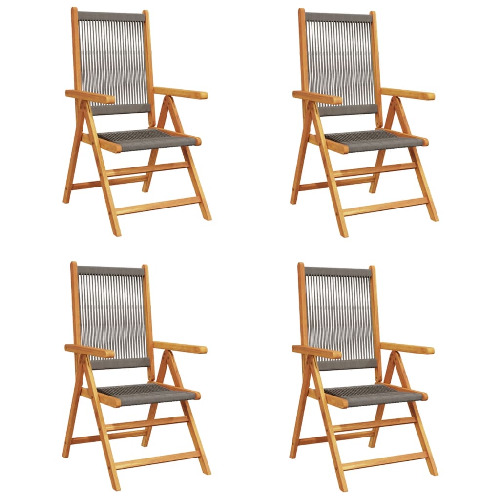 Sedie da Giardino Reclinabili 4pz Grigie Legno Massello Acacia | homemem39