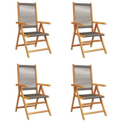 Sedie da Giardino Reclinabili 4pz Grigie Legno Massello Acacia | homemem39