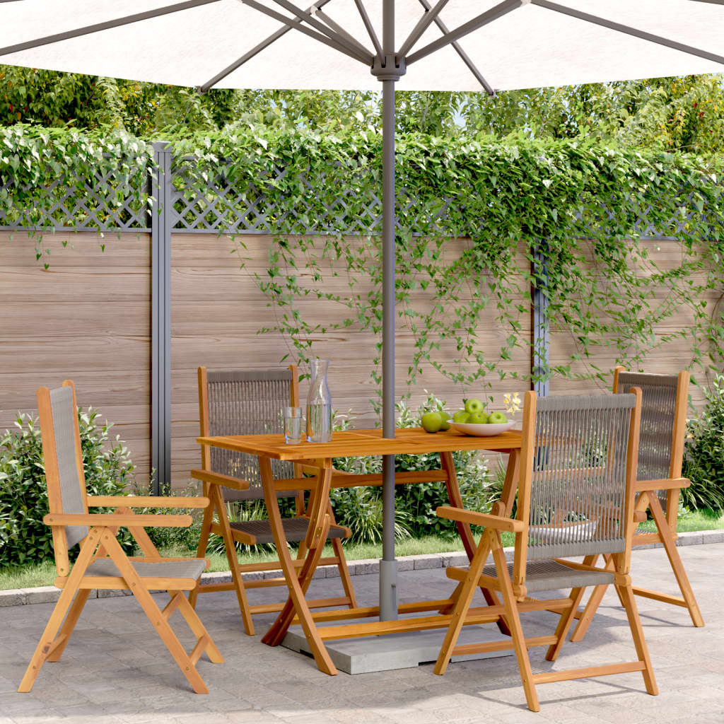 Sedie da Giardino Reclinabili 4pz Grigie Legno Massello Acacia | homemem39
