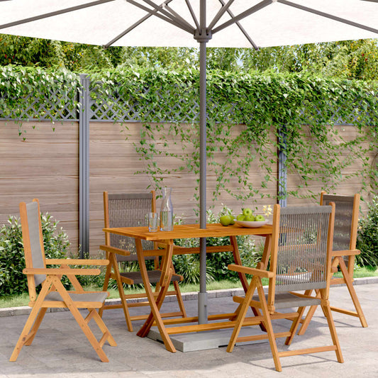 Sedie da Giardino Reclinabili 4pz Grigie Legno Massello Acacia | homemem39