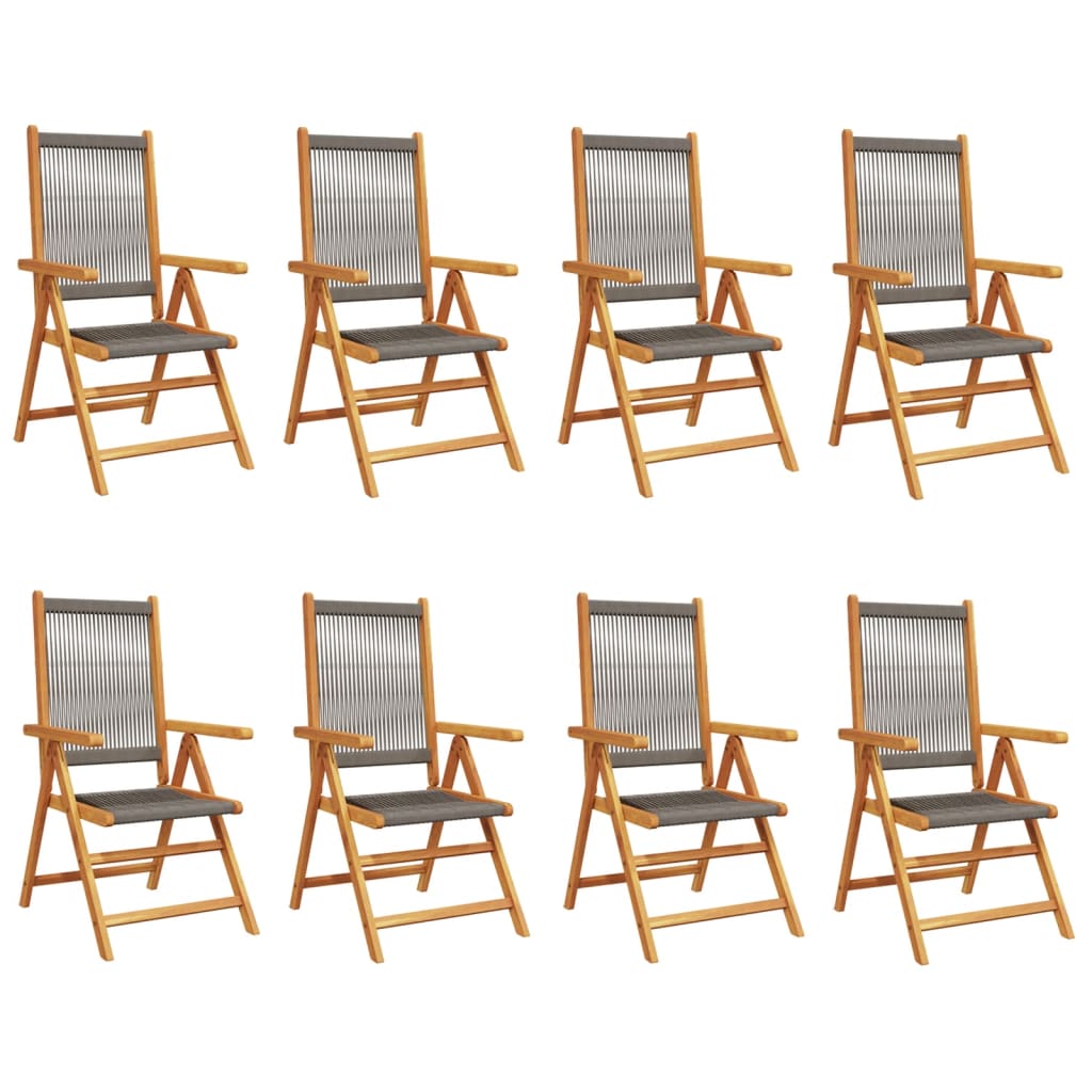 Sedie da Giardino Reclinabili 8pz Grigie Legno Massello Acacia
