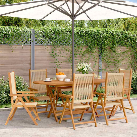 Sedie Reclinabili Pieghevoli 6pz Beige Legno Massello Acacia | homemem39