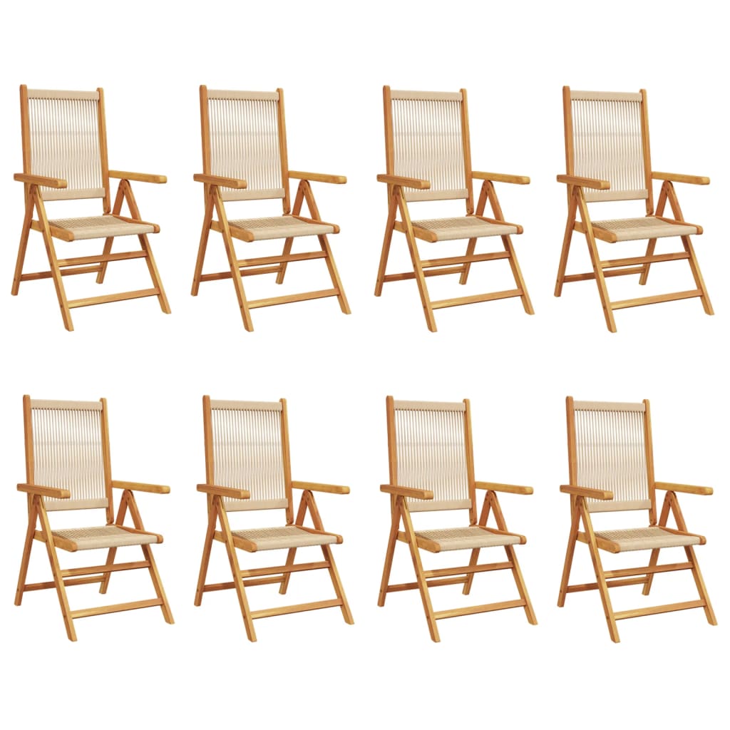 Sedie da Giardino Reclinabili 8pz Beige Legno Massello Acacia - homemem39