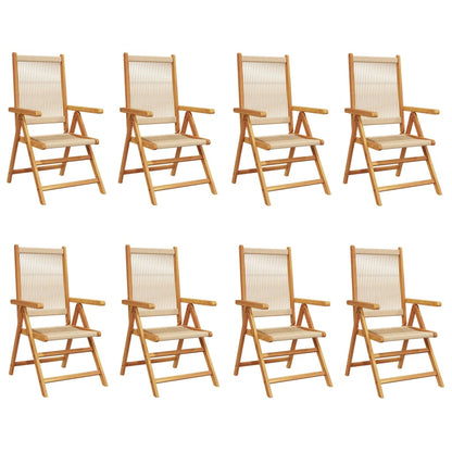 Sedie da Giardino Reclinabili 8pz Beige Legno Massello Acacia - homemem39