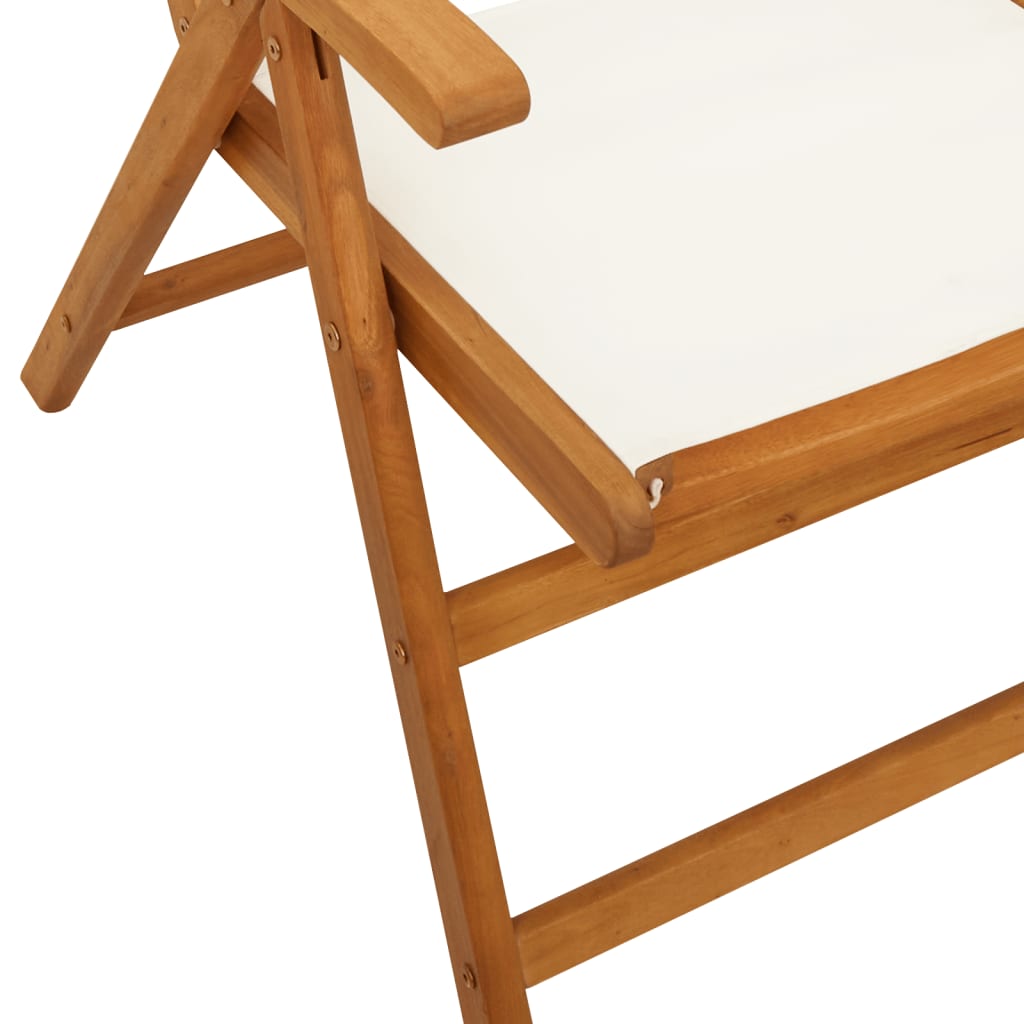 Sedie da Giardino Reclinabili 4pz Bianco Crema Tessuto e Legno | homemem39
