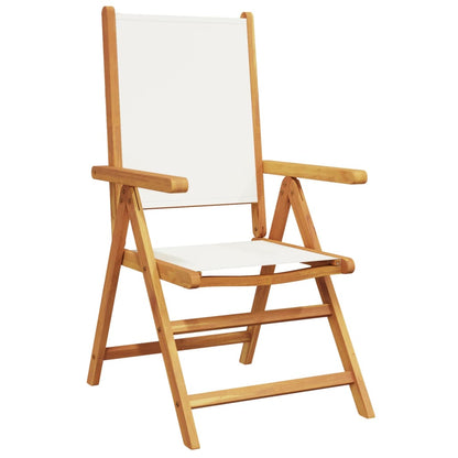 Sedie da Giardino Reclinabili 6pz Bianco Crema Tessuto e Legno | homemem39