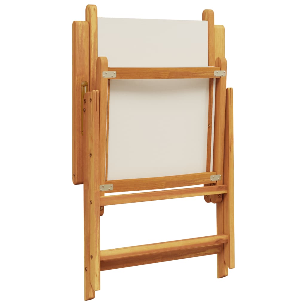 Sedie da Giardino Reclinabili 6pz Bianco Crema Tessuto e Legno | homemem39