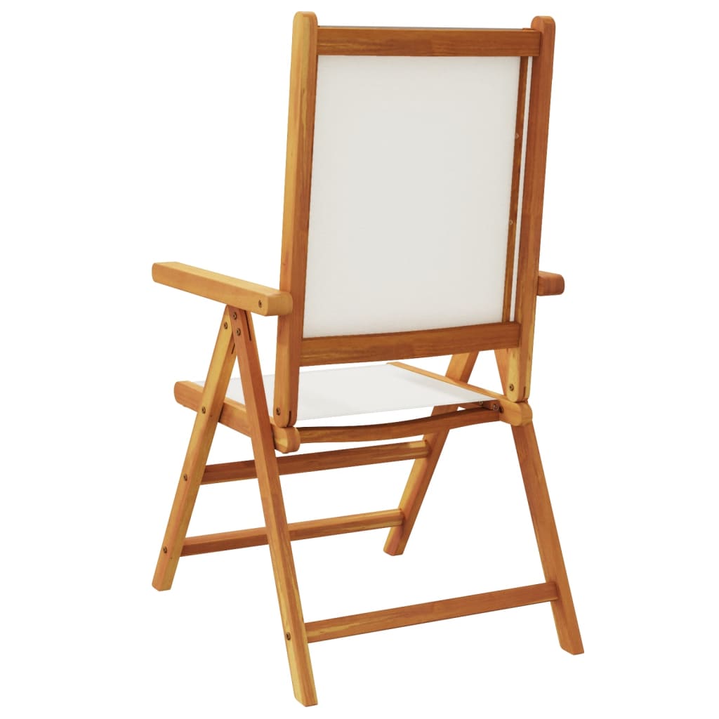Sedie da Giardino Reclinabili 8pz Bianco Crema Tessuto e Legno | homemem39