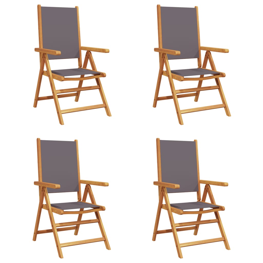 Sedie Giardino Reclinabili 4pz Antracite Tessuto Legno Massello | homemem39