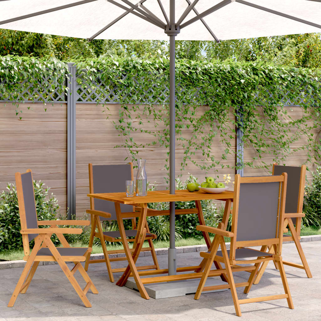 Sedie Giardino Reclinabili 4pz Antracite Tessuto Legno Massello | homemem39