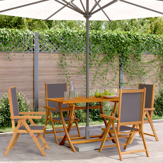 Sedie Giardino Reclinabili 4pz Antracite Tessuto Legno Massello | homemem39