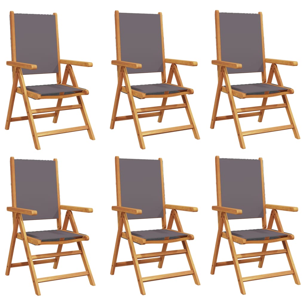 Sedie Giardino Reclinabili 6pz Antracite Tessuto Legno Massello | homemem39