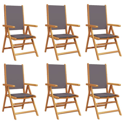 Sedie Giardino Reclinabili 6pz Antracite Tessuto Legno Massello | homemem39