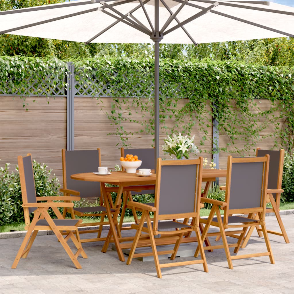Sedie Giardino Reclinabili 6pz Antracite Tessuto Legno Massello | homemem39