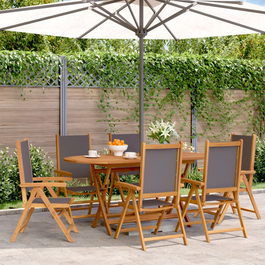 Sedie Giardino Reclinabili 6pz Antracite Tessuto Legno Massello | homemem39