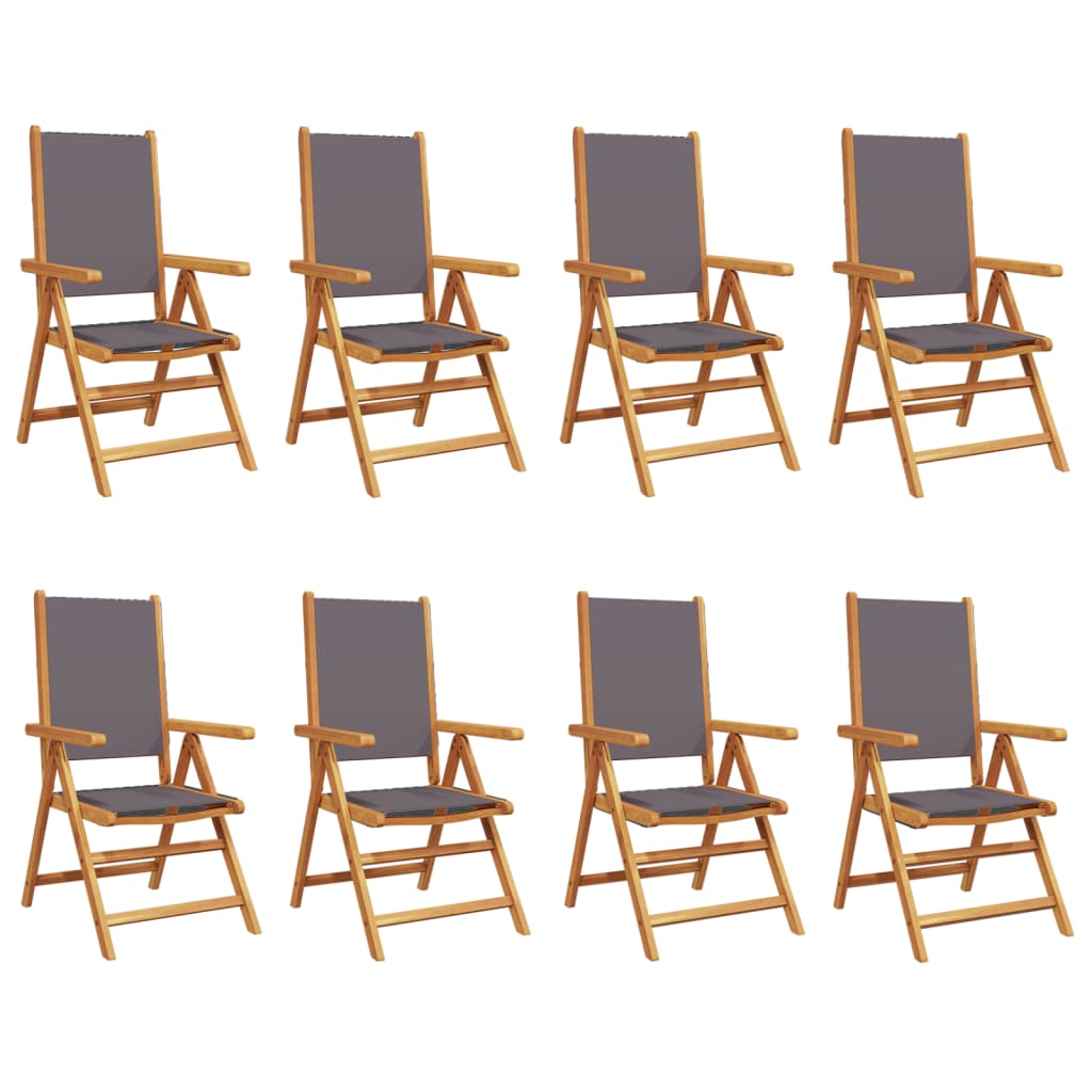 Sedie Giardino Reclinabili 8pz Antracite Tessuto Legno Massello | homemem39