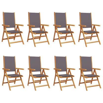 Sedie Giardino Reclinabili 8pz Antracite Tessuto Legno Massello - homemem39