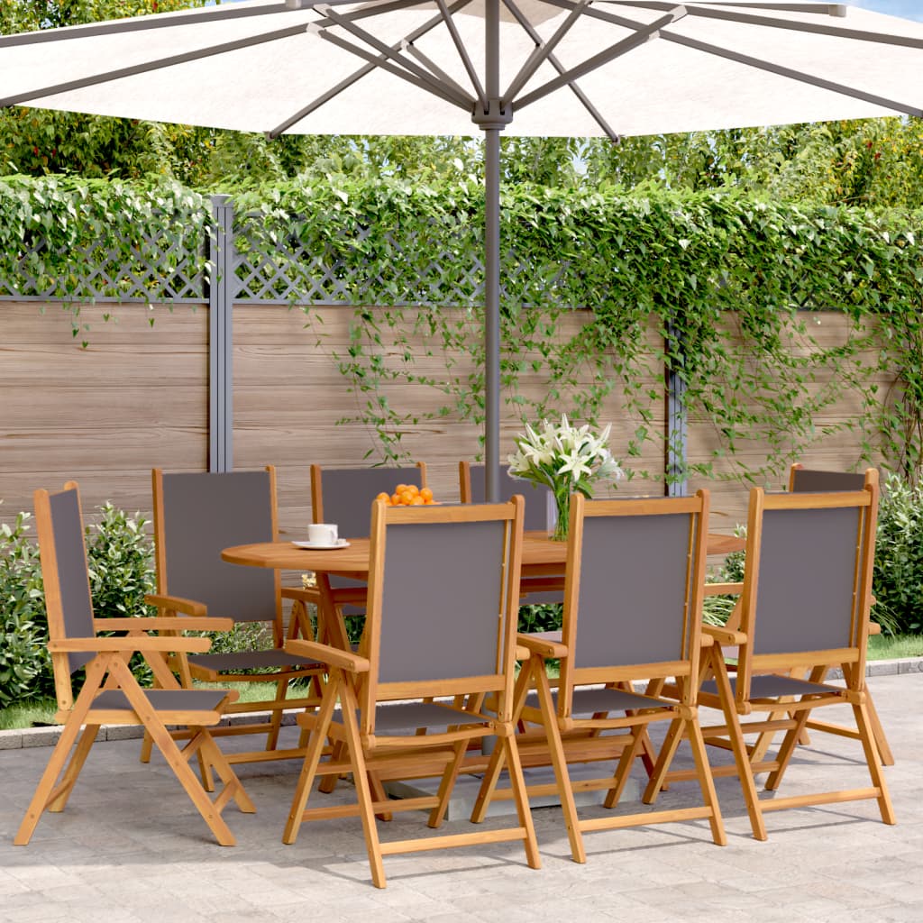 Sedie Giardino Reclinabili 8pz Antracite Tessuto Legno Massello | homemem39